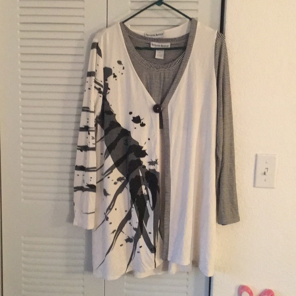 Two piece cardigan and blouse